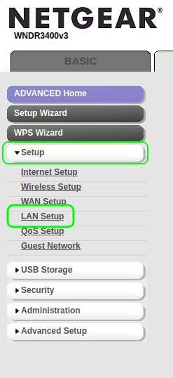 Web interface for Netgear router with advanced options